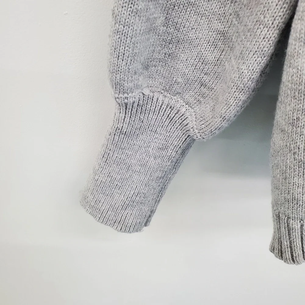 Womens 1X Gray Knit‎ Bobble Sweater Pullover Off Shoulder Slouchy Collar Winter